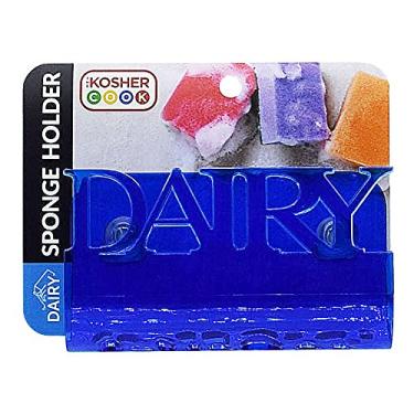Imagem de (Azul) - Porta-esponja Kosher Cook Dairy Blue com suporte de ventosa - Insercao para pia para segurar esfregoes e esfregoes - Ferramentas de cozinha codificadas por cores