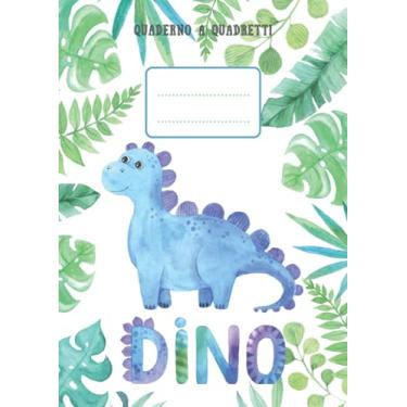 Imagem de Quaderno a quadretti DINO: simpatico quadernone con dinosauro cucciolo a quadretti grandi, 1 cm di lato, perfetto per la prima elementare, formato A4 senza margini