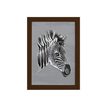 Imagem de Quadro para Sala Safari Zebra Moldura Marrom 22x32cm