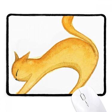 Imagem de Miaoji Mouse pad pintura laranja gato aquarela borda costurada tapete de jogos borracha