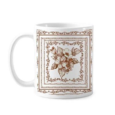 Imagem de Moldura de flor de arte barroca com padrão moderno caneca cerâmica café porcelana louça