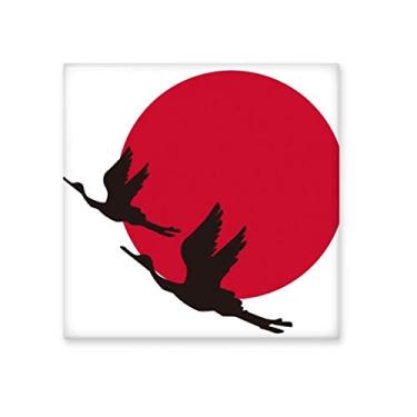 Imagem de Azulejo de cerâmica de gansos voadores vermelho japonês brilhante decalque pedra adornada tijolo vitrificado