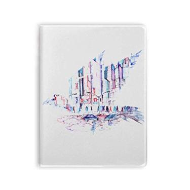 Imagem de Caderno Crowd Cars Skyscraper Aquarela Capa de Goma Diário Capa Macia Diário