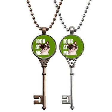 Imagem de OFFbb-USA Dog Atrai Atenção Chaveiro Sorriso Colar Pingente Joias Decoração de Casal