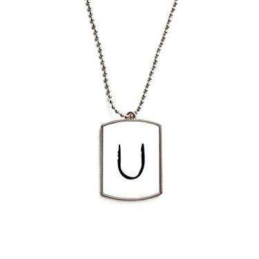 Imagem de DIYthinker Colar de aço inoxidável com pingente de placa de identificação de cachorro com silhueta preta de Upsilon grego