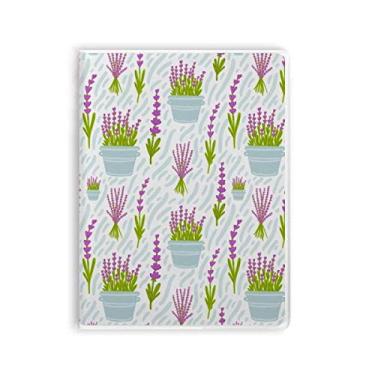 Imagem de Caderno para pintura de plantas com flores em vaso de lavanda, capa macia para diário