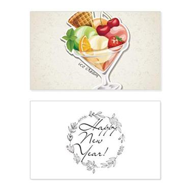 Imagem de Cartão de felicitações de ano novo laranja morango fruta doce sorvete doce presente