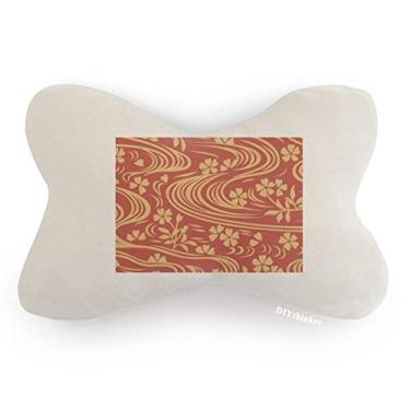 Imagem de DIYthinker Almofada para apoio de cabeça com decoração de pescoço e flor japonesa vermelha encaracolada