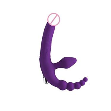 Imagem de Vibrador Dupla Sensação Penetração Realista Anal Estimulador Erótico Clitóris Zatla Shop (Roxo)