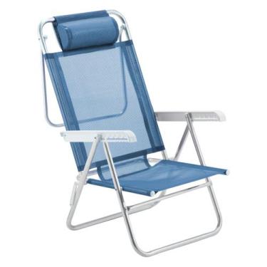 Imagem de Cadeira De Praia Reclinável Sun Glow Premium Alumínio Azul Marinho - A