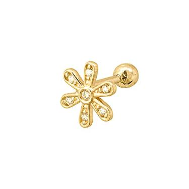 Imagem de Piercing de Orelha Cartilagem Tragus Flor Ouro 18k