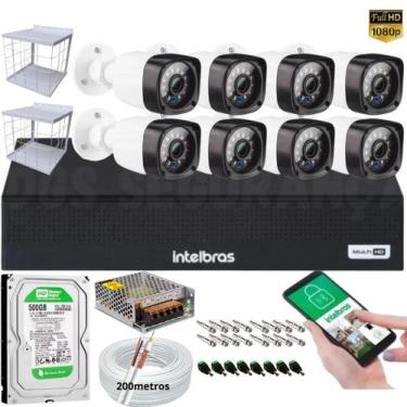 Imagem de Kit 8 Câmeras De Segurança Full Hd 1080P Dvr Intelbras 8 Canais 500Gb