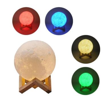 Imagem de Luminaria 3D Lua Cheia 15Cm Usb Touch