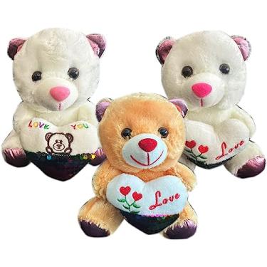 Imagem de Urso Ursinho De Pelúcia Pequeno Com Coração Love Cesta Namorados - 22cm (caramelo)