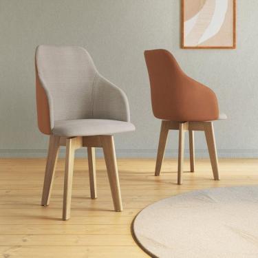 Imagem de Kit 2 Cadeiras Giratórias para Sala de Jantar Anne Yescasa Bege/Caramelo Bege/Caramelo