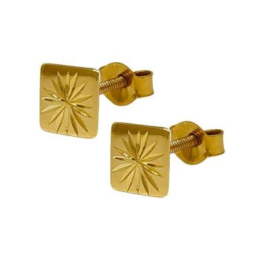 Imagem de Brinco Em Ouro 10k 416 Chapinha Amarela Quadrada