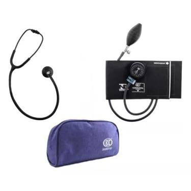 Imagem de Kit Esfigmomanometro + Estetoscopio Profissional Bic (PRETO)