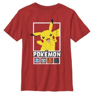 Imagem de Camiseta De Manga Curta Pokémon Kids Squares Team Boys, Verm - Pokemon