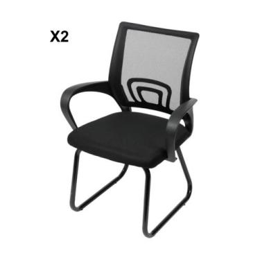 Imagem de Cadeiras Escritorio Tok Fixa Baixa Cor Preta 2 Unidades - Or Design
