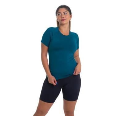 Imagem de Conjunto Feminino Camiseta Curta e Bermuda Térmica Segunda Pele Trygg Proteção UV50 Fitness Academia (GG, Verde - Preto)