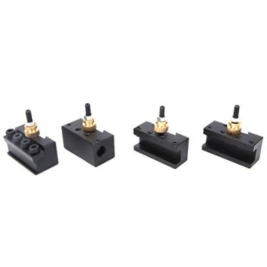 Imagem de Vomeko Conjunto de 4 porta-ferramentas de troca rápida para cortar, furar e girar suportes de ferramentas para máquinas CNC de torno, compatíveis com suportes de ferramentas SDNCN, SCLCR e SDJCR.