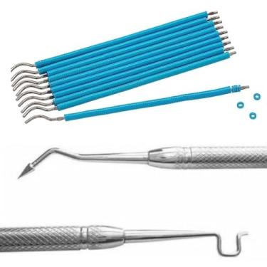 Imagem de Liga Borrachinha Aparelho Ortodôntico Dental 100 Un. (01 Palitinho) + 01 Aplicador (Azul Bebe + Aplicador)