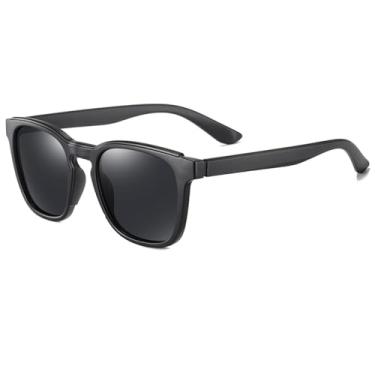 Imagem de Óculos de sol polarizados masculinos uv400 feminino óculos de sol quadrados armações de pesca condução natação esportes, 3307 preto fosco, sem pacote
