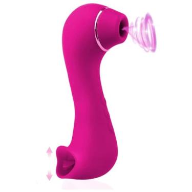Imagem de Vibrador de Sucção Clitóris e Lambendo Estimulação do Clitóris Mamilo Poderoso masturbador Brinquedos Sexuais Para Adultos (Rosa)