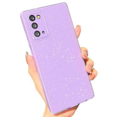 Imagem de MINSCOSE Capa compatível com Samsung Galaxy Note 20 5G, linda capa fina com glitter, fina, à prova de choque, TPU brilhante, para meninas e meninas para Galaxy Note 20 6,7 polegadas - roxo