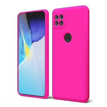 Imagem de oakxco Capa de silicone para Motorola Moto One 5G ACE (One 5G UW Ace), capa de telefone de gel de borracha macia para mulheres e meninas, ajuste fino, protetor estético TPU bumper com aderência, rosa choque neon