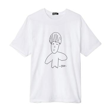 Imagem de Camiseta JIN Su-ga V Jimin Jungkook J-Hope RAPMONSTER Auto-retrato estilo estrela estampada manga curta, Jin White, P