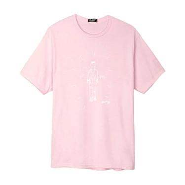 Imagem de Camiseta JIN Su-ga V Jimin Jungkook J-Hope RAPMONSTER Auto-retrato estilo estrela estampada manga curta, Rm rosa, XXG