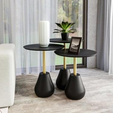 Imagem de Mesa Auxiliar para Sala de Estar Duna Média Preto/Dourado