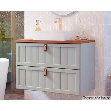 Imagem de Gabinete de Banheiro Suspenso Sense c/Cuba 1 Gaveta e 1 Porta Basculante 60cm Pistache - MGM