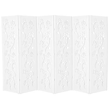Imagem de Biombo Pintado Divisoria Separador de Ambiente MDF Preto ou Branco (Branco, 6 Floral)