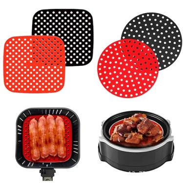Imagem de Tapete Silicone Protetor Para Fritadeira Airfrayer Antiaderente Fácil De Limpar (Vermelho, Quadrado 19 cm)