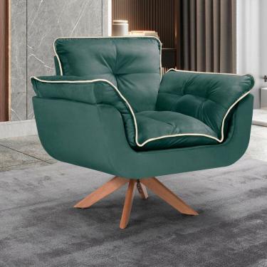 Imagem de Poltrona Opalla com Debrum Marfim e Base Giratória Verde/Marfim