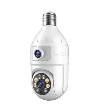 Imagem de Câmera de Segurança Wifi Dupla-Lentes Lâmpada Visão Noturna 360 ICSEE Techguia