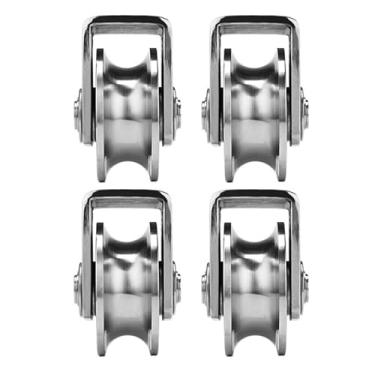 Imagem de 4 peças 3 pol. 304 aço inoxidável U sulco roda rodízio para portão deslizante, portão de enrolar, trilho invertido, máquinas industriais