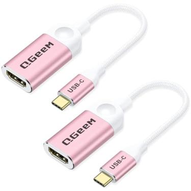 Imagem de QGeeM Cabo adaptador USB C para HDMI 4K, adaptador USB tipo C para HDMI [Thunderbolt 3/4] para laptop MacBook Pro/Air, iPhone15 Pro max, Dell XPS, HP.Pixelbook, Thinkpad, Surface, etc. - Rosa - 2