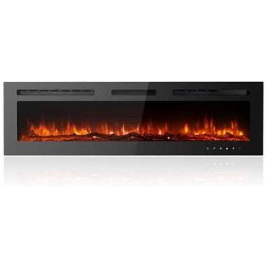 Imagem de Lareira Elétrica de Embutir A43x152L com Controle Remoto, 110V 1500W, Maxhonor, Preta