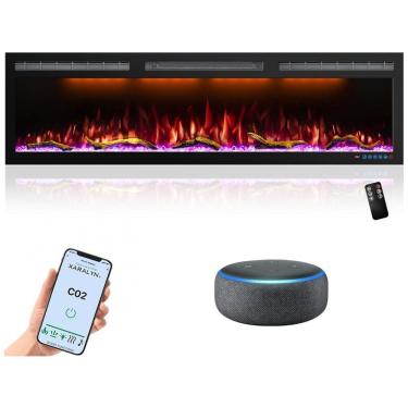 Imagem de Lareira Elétrica de Embutir A45x152L com Controle Remoto e Tela Sensível ao Toque, 110V 1500W, Mystflame, Preta