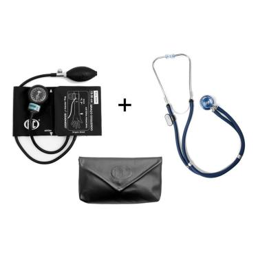 Imagem de Kit Rappaport Estetoscópio Duplo P. A. MED + Esfigmomanometro Aparelho De Medir Pressão Arterial NEW INNOVA PLUS