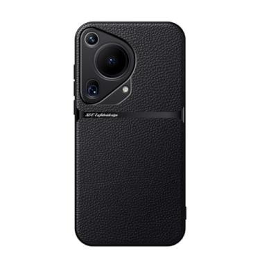 Imagem de Kepuch Capa para Huawei Pura 70 Ultra - Litchi Grano Case Placa de Metal Embutida - Preto