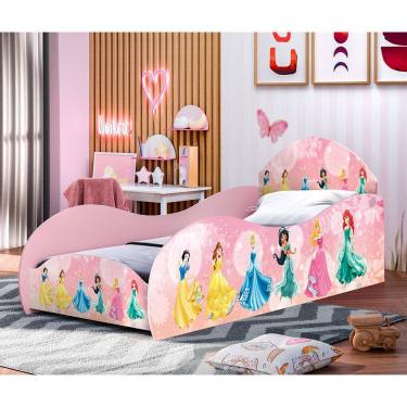 Imagem de Cama Infantil Princesas Tamanho Solteiro e Colchão Gd Moveis - Princesas / Rosa