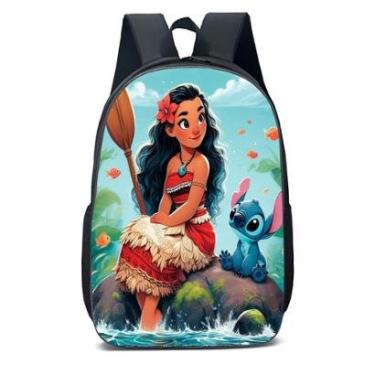 Imagem de MOCHILA ESCOLA INFANTIL JUVENIL ANIME MOANA E STITCH-Unissex