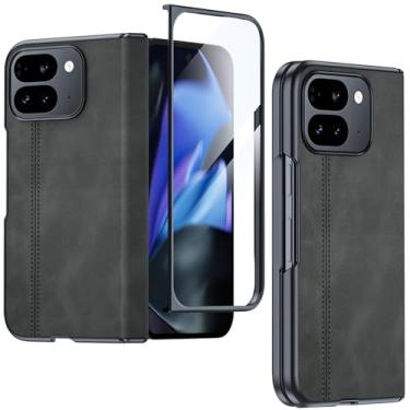 Imagem de NINKI Capa dobrável compatível com Google Pixel 9 Pro com protetor de tela, capa para Google Pixel 9 Pro Fold à prova de choque com dobradiça protetora ultrafina de couro fosco para Google 9pro Fold