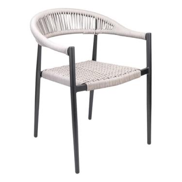 Imagem de Cadeira Área Externa de Alumínio Carmy com Corda Naútica Grafite/Amêndoa G56 - Gran Belo