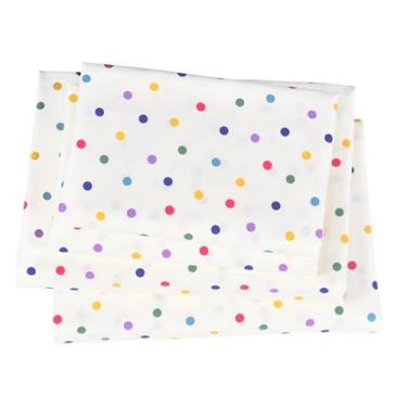 Imagem de J pinno Jogo de lençol completo colorido com bolinhas fofas para decoração de quarto, 100% algodão, lençol de cima + lençol com elástico + fronha (bolinhas pequenas, casal)