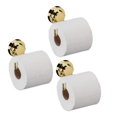 Imagem de Kit 3 Suporte Porta Papel Higiênico Papeleira Parede Com Ventosa Banhe